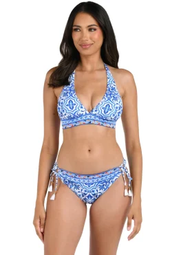 La Blanca Triangle|Halter-Alboran Sea Banded Halter Bikini Top
