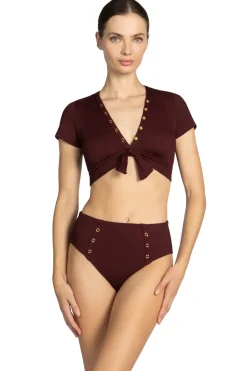 Robin Piccone Bikinis-Amy Ribbed Raglan Bikini Top