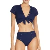 Robin Piccone Bikinis-Amy Ribbed Raglan Bikini Top