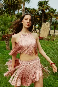 My Beachy Side Matching Sets|Bottoms-Angelica Fringe Mini Skirt