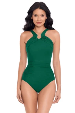 Miraclesuit High Neck|One Pieces-Aphrodite High Neck Notched One Piece Swimsuit