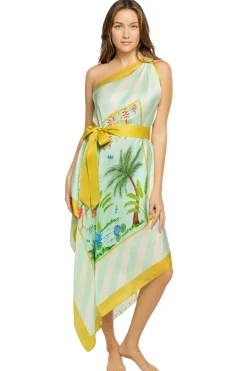 Verandah Sundresses-Asymmetrical Multi-Way Scarf Midi Dress