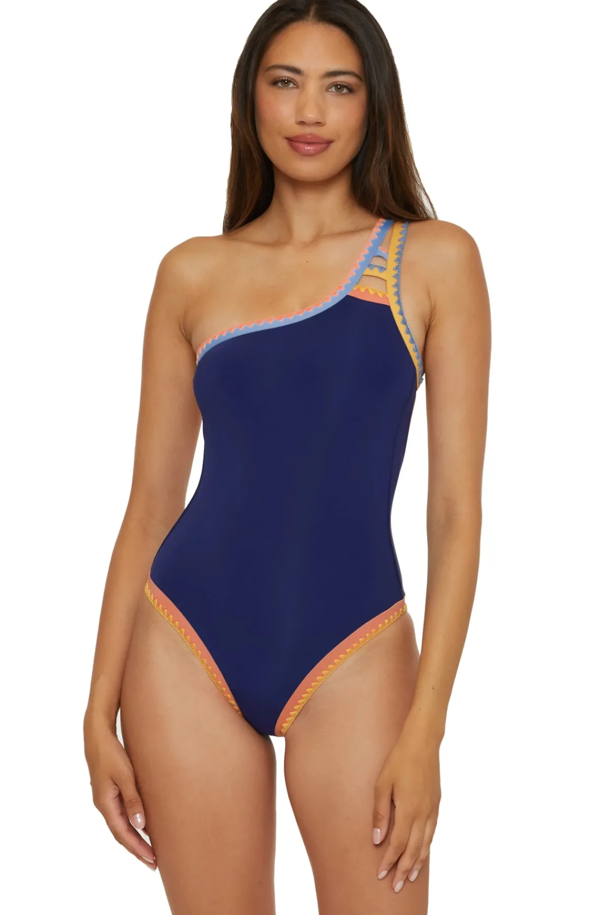 Lucky Brand Asymmetrical|High Leg-Asymmetrical One Piece Swimsuit