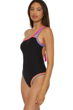 Lucky Brand Asymmetrical|High Leg-Asymmetrical One Piece Swimsuit