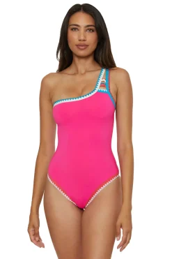 Lucky Brand Asymmetrical|High Leg-Asymmetrical One Piece Swimsuit