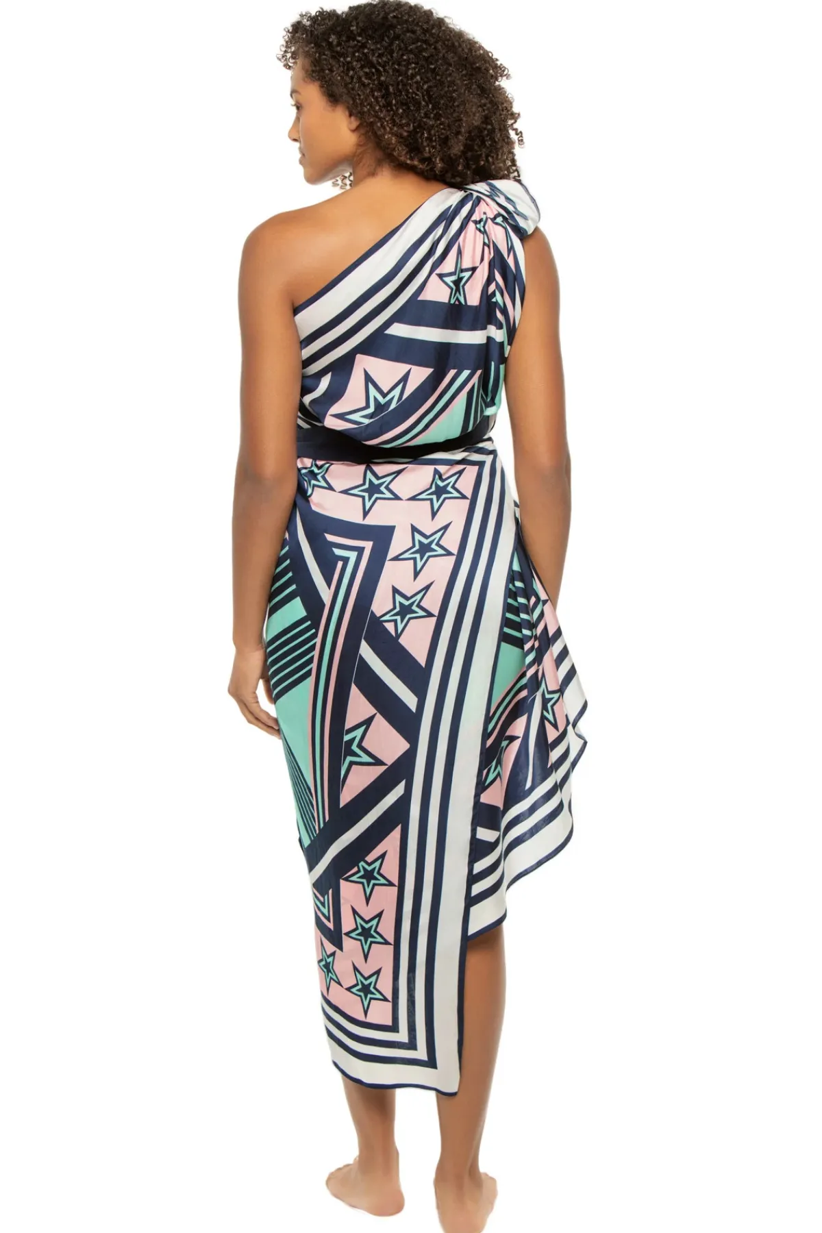 Verandah Sundresses-Asymmetrical Wrap Midi Dress