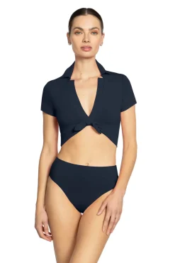 Robin Piccone Bikinis-Ava Collared Bikini Top