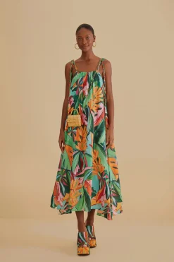 Farm Rio Sundresses-Banana Foliage Midi Dress