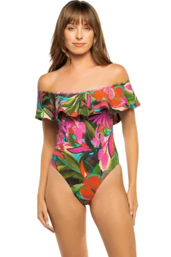 Farm Rio High Leg|Bandeau-Bandeau One Piece Swimsuit