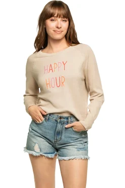 Golden Sun Tops-Beach Happy Hour Sweater