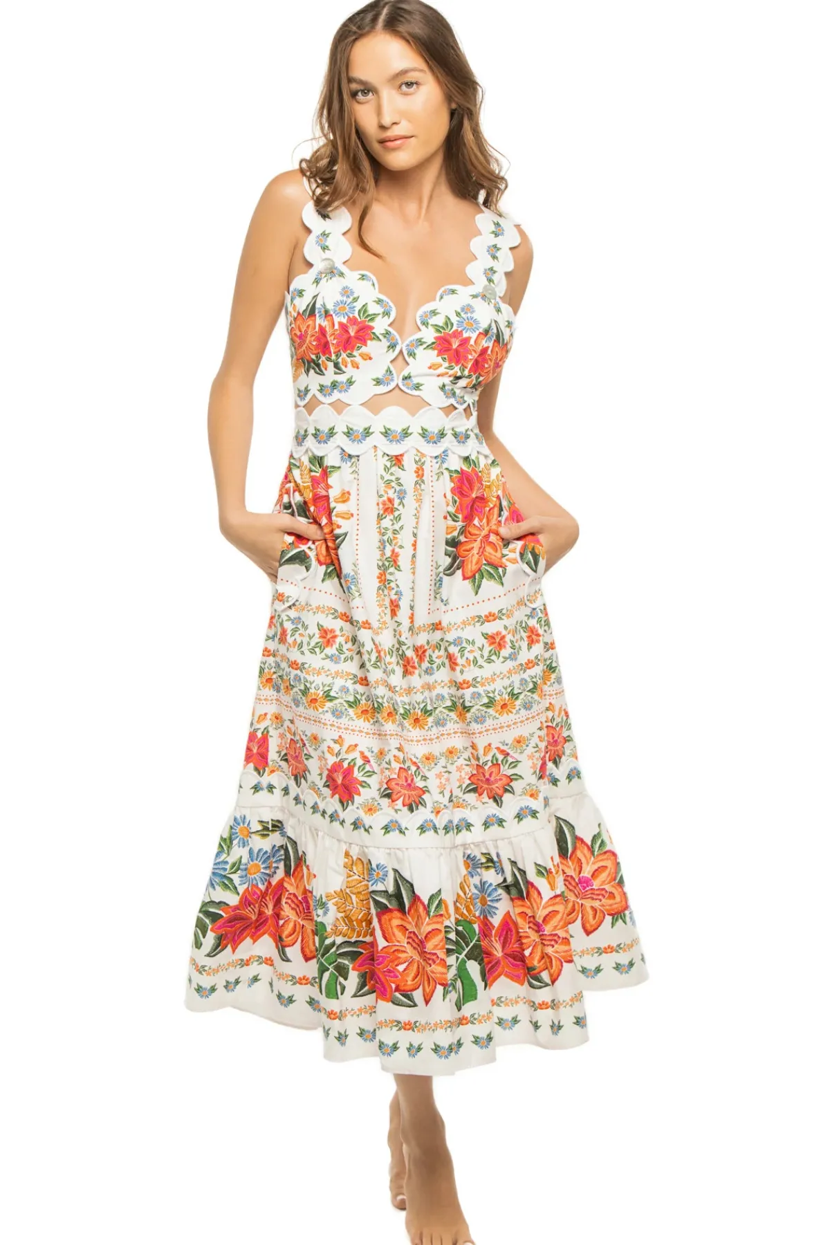 Farm Rio Sundresses-Bloom Garden Midi Dress