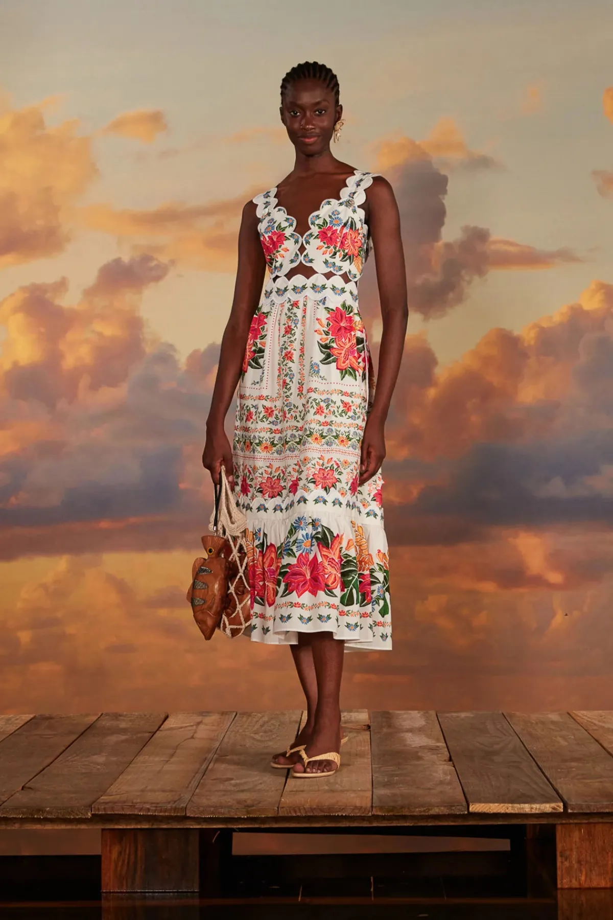 Farm Rio Sundresses-Bloom Garden Midi Dress