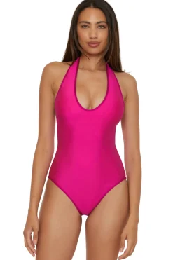 Trina Turk Halter|Plunge-Bloom Reversible Halter One Piece Swimsuit