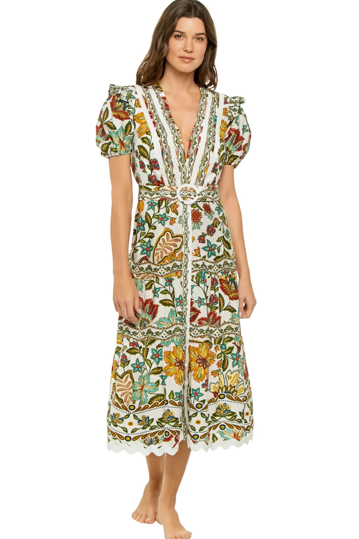 Farm Rio Sundresses-Botanicals Midi Dress