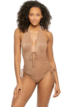 Vitamin A Halter|Plunge-Brena Halter One Piece Swimsuit