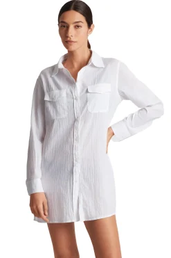 Lauren Ralph Lauren Shirt Dresses-Button Down Cover Up Shirt Dress