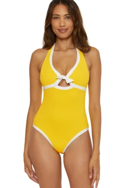 Trina Turk Halter|Plunge-Courtside Tie Front One Piece Swimsuit