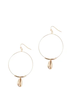 Cara Couture Jewelry-Cowrie Drop Hoop Earrings