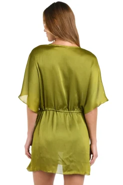 Sunshine 79 Tunics-Crinkle V-Neck Tunic Cover Up