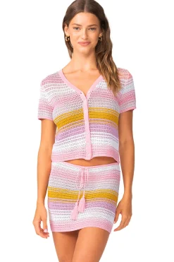 PQ Swim Tops-Crochet Button Up Top