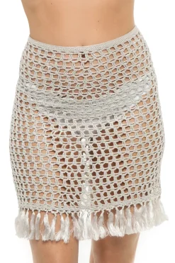 Marysia Bottoms-Crochet Fringe Mini Skirt