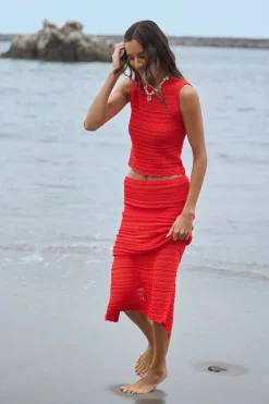 PQ Swim Bottoms-Crochet Midi Skirt