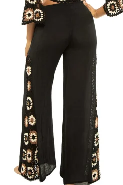 Elan Matching Sets|Bottoms-Crochet Panel Wide Leg Pants