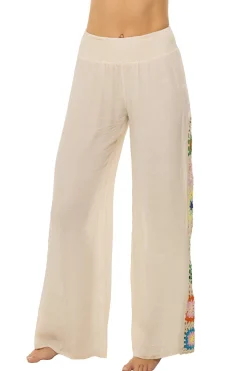 Elan Matching Sets|Bottoms-Crochet Panel Wide Leg Pants