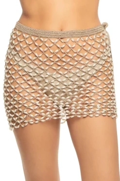 My Beachy Side Bottoms-Crochet Pearl Beaded Mini Cover Skirt