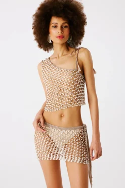 My Beachy Side Bottoms-Crochet Pearl Beaded Mini Cover Skirt
