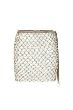 My Beachy Side Bottoms-Crochet Pearl Beaded Mini Cover Skirt