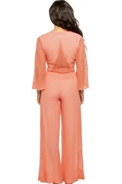 Elan Matching Sets|Tops-Crochet Tie Front Crop Top