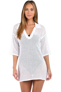 Sunshine 79 Tunics-Crochet V-Neck Cover Tunic