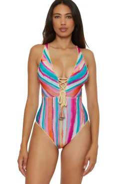 Lucky Brand Plunge|One Pieces-Crossback One Piece Swimsuit