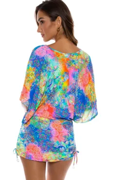Luli Fama Sundresses-Deco Gardens V-Neck Mini Dress