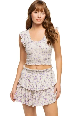 LoveShackFancy Matching Sets|Tops-Dovi Floral Crop Top