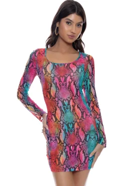 Luli Fama Sundresses-Electric Skin Long Sleeve Mini Dress