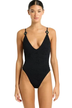 Bond-Eye High Leg|Plunge-Elena Ring One Piece Swimsuit