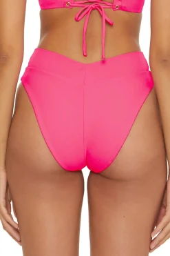 Becca by Rebecca Virtue High Leg|High Waist-Elise Banded High Waist Bikini Bottom