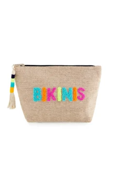 Shiraleah Bikini Bags|Bags-Embroidered Canvas Bikinis Pouch