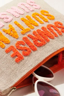 Shiraleah Bikini Bags|Bags-Embroidered Canvas Pouch