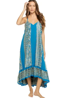 Greek Archaic Kori Sundresses-Embroidered Metallic Midi Dress