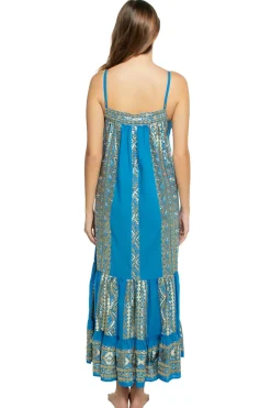 Greek Archaic Kori Sundresses-Embroidered Metallic Midi Dress