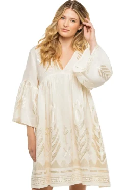 Greek Archaic Kori Sundresses-Embroidered Metallic Mini Dress