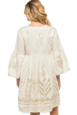 Greek Archaic Kori Sundresses-Embroidered Metallic Mini Dress