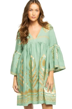 Greek Archaic Kori Sundresses-Embroidered Metallic Mini Dress
