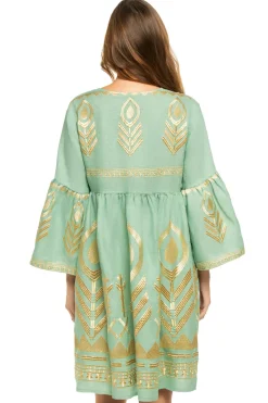 Greek Archaic Kori Sundresses-Embroidered Metallic Mini Dress