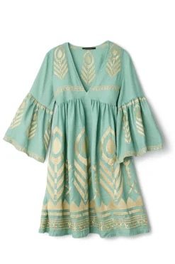 Greek Archaic Kori Sundresses-Embroidered Metallic Mini Dress