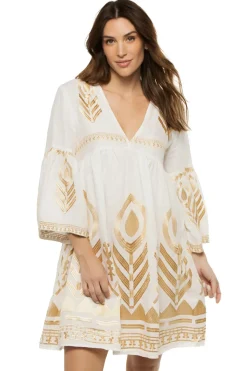 Greek Archaic Kori Sundresses-Embroidered Metallic Mini Dress
