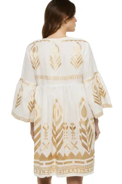 Greek Archaic Kori Sundresses-Embroidered Metallic Mini Dress